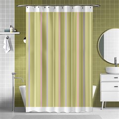 Summer Sand Color Lilac Pink Yellow Stripes Pattern Shower Curtain 48  X 72  (small)  by picsaspassion