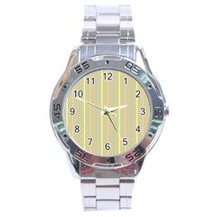 Summer Sand Color Lilac Pink Yellow Stripes Pattern Stainless Steel Analogue Watch