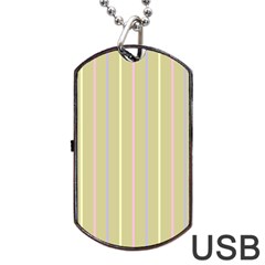 Summer Sand Color Lilac Pink Yellow Stripes Pattern Dog Tag Usb Flash (one Side) by picsaspassion