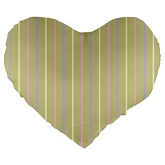 Summer Sand Color Lilac Pink Yellow Stripes Pattern Large 19  Premium Heart Shape Cushions