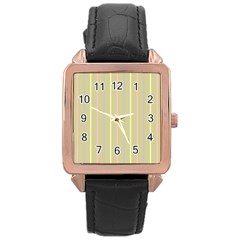 Summer Sand Color Lilac Pink Yellow Stripes Pattern Rose Gold Leather Watch  by picsaspassion