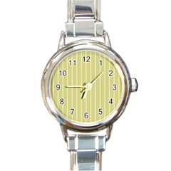 Summer Sand Color Yellow Stripes Pattern Round Italian Charm Watch