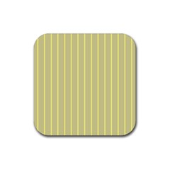 Summer Sand Color Yellow Stripes Pattern Rubber Coaster (square) 