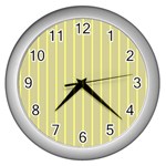 Summer sand color yellow stripes pattern Wall Clocks (Silver)  Front