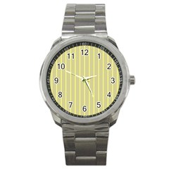 Summer Sand Color Yellow Stripes Pattern Sport Metal Watch