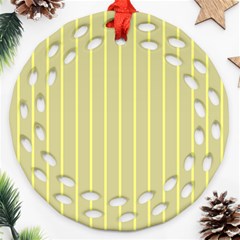 Summer Sand Color Yellow Stripes Pattern Ornament (round Filigree)  by picsaspassion