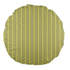 Summer Sand Color Yellow Stripes Pattern Large 18  Premium Round Cushions