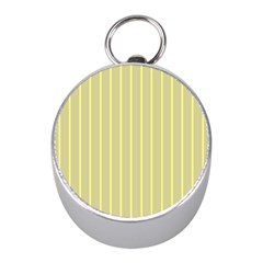 Summer Sand Color Yellow Stripes Pattern Mini Silver Compasses by picsaspassion