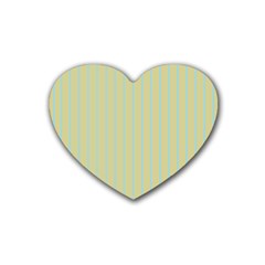 Summer Sand Color Blue Stripes Pattern Heart Coaster (4 Pack) 