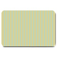 Summer Sand Color Blue Stripes Pattern Large Doormat  by picsaspassion