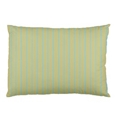 Summer Sand Color Blue Stripes Pattern Pillow Case by picsaspassion