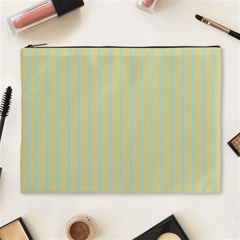 Summer Sand Color Blue Stripes Pattern Cosmetic Bag (xl)