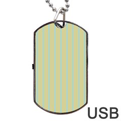 Summer Sand Color Blue Stripes Pattern Dog Tag Usb Flash (two Sides)  by picsaspassion