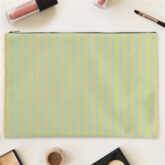 Summer Sand Color Blue Stripes Pattern Cosmetic Bag (xxl) 