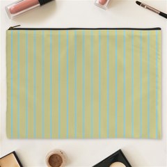 Summer Sand Color Blue Stripes Pattern Cosmetic Bag (xxxl) 