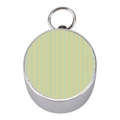 Summer Sand Color Blue Stripes Pattern Mini Silver Compasses by picsaspassion