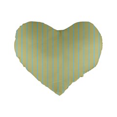 Summer Sand Color Blue Stripes Pattern Standard 16  Premium Flano Heart Shape Cushions by picsaspassion