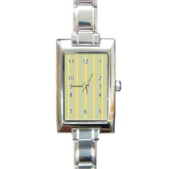 Summer Sand Color Blue And Yellow Stripes Pattern Rectangle Italian Charm Watch by picsaspassion