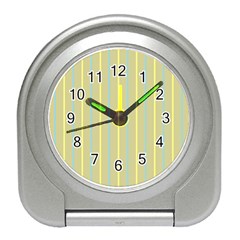 Summer Sand Color Blue And Yellow Stripes Pattern Travel Alarm Clocks