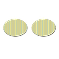 Summer Sand Color Blue And Yellow Stripes Pattern Cufflinks (oval) by picsaspassion