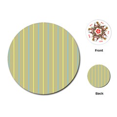 Summer Sand Color Blue And Yellow Stripes Pattern Playing Cards (round)  by picsaspassion