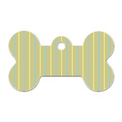 Summer Sand Color Blue And Yellow Stripes Pattern Dog Tag Bone (one Side)