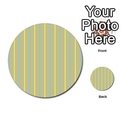 Summer Sand Color Blue And Yellow Stripes Pattern Multi-purpose Cards (round) 