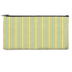 Summer Sand Color Blue And Yellow Stripes Pattern Pencil Cases by picsaspassion