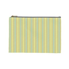 Summer Sand Color Blue And Yellow Stripes Pattern Cosmetic Bag (large) 