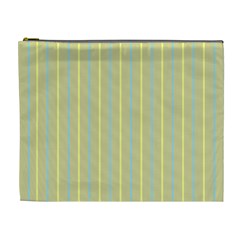 Summer Sand Color Blue And Yellow Stripes Pattern Cosmetic Bag (xl)