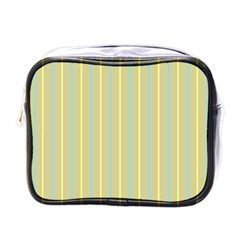 Summer Sand Color Blue And Yellow Stripes Pattern Mini Toiletries Bags by picsaspassion