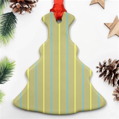 Summer Sand Color Blue And Yellow Stripes Pattern Ornament (christmas Tree)