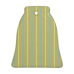 Summer Sand Color Blue And Yellow Stripes Pattern Bell Ornament (2 Sides) by picsaspassion