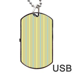 Summer Sand Color Blue And Yellow Stripes Pattern Dog Tag Usb Flash (two Sides)  by picsaspassion