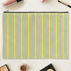 Summer Sand Color Blue And Yellow Stripes Pattern Cosmetic Bag (xxxl) 