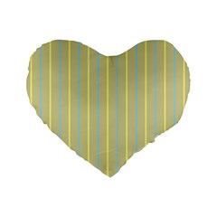 Summer Sand Color Blue And Yellow Stripes Pattern Standard 16  Premium Heart Shape Cushions