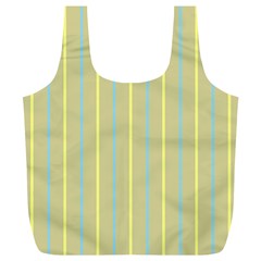 Summer Sand Color Blue And Yellow Stripes Pattern Full Print Recycle Bags (l)  by picsaspassion