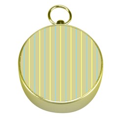 Summer Sand Color Blue And Yellow Stripes Pattern Gold Compasses by picsaspassion