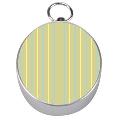 Summer Sand Color Blue And Yellow Stripes Pattern Silver Compasses by picsaspassion