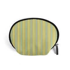 Summer Sand Color Blue And Yellow Stripes Pattern Accessory Pouches (small)  by picsaspassion