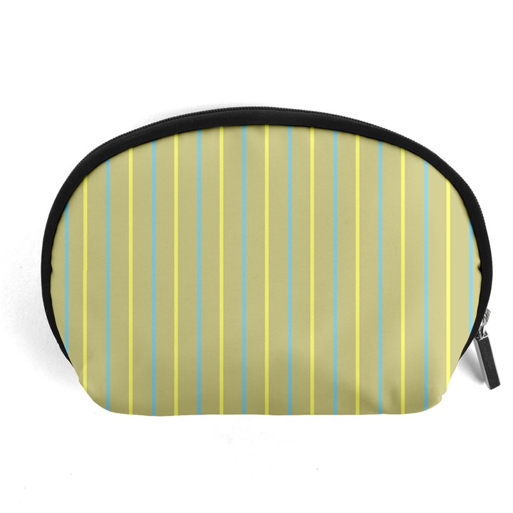 Summer sand color blue and yellow stripes pattern Accessory Pouches (Large) 