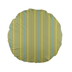 Summer Sand Color Blue And Yellow Stripes Pattern Standard 15  Premium Flano Round Cushions