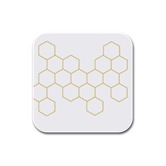 Honeycomb Pattern Graphic Design Rubber Square Coaster (4 Pack)