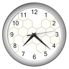 Honeycomb Pattern Graphic Design Wall Clock (silver) by picsaspassion