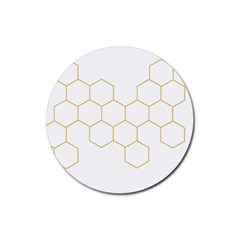 Honeycomb Pattern Graphic Design Rubber Round Coaster (4 Pack)