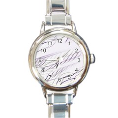 Lilac stripes Round Italian Charm Watch