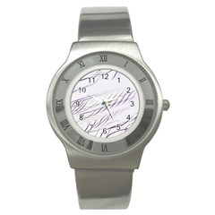 Lilac stripes Stainless Steel Watch