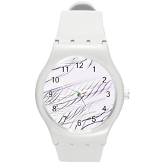 Lilac stripes Round Plastic Sport Watch (M)