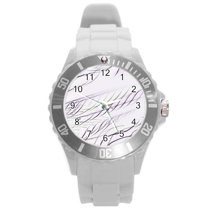 Lilac stripes Round Plastic Sport Watch (L)