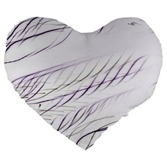 Lilac stripes Large 19  Premium Heart Shape Cushions